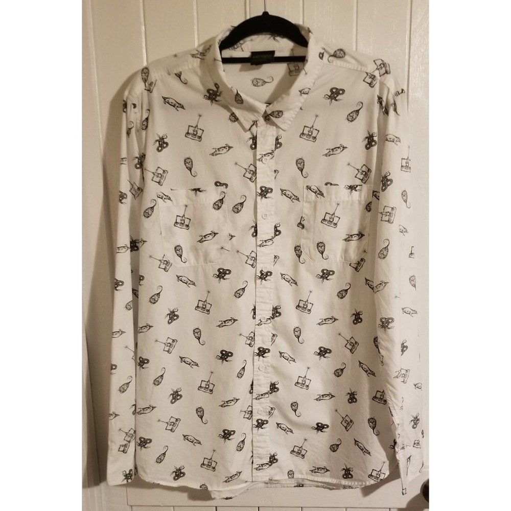 Limited Edition Hot Topic Fantastic Beasts White Button Down Shirt Men's XL